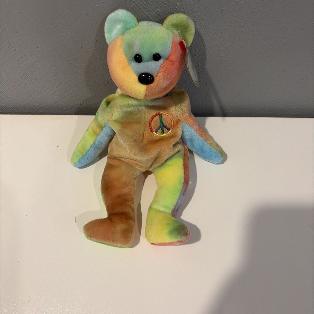 Ty Beanie Baby Peace Bear P.E. Pellets Tag